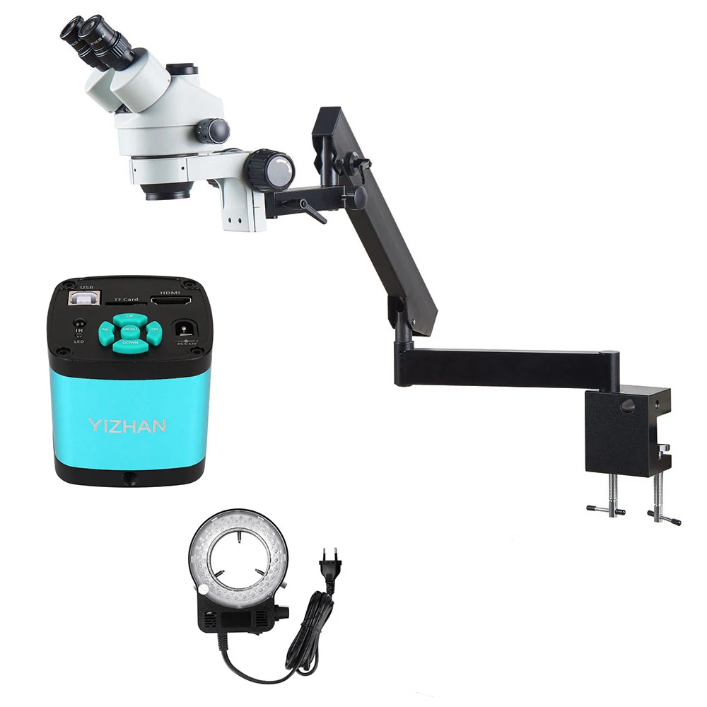 

7X-45X Trinocular Stereo Microscope Full Metal Chrome Plated Mechanical Parts Repair Tool Hardware Craftsmanship Microscope