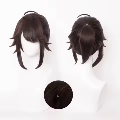 Mobile Game Fifth Personality Prisoner Brown Synthetic Wigs Ponytail Cosplay Game Wig Anime Fluffy Short Cosplay Hair Wig