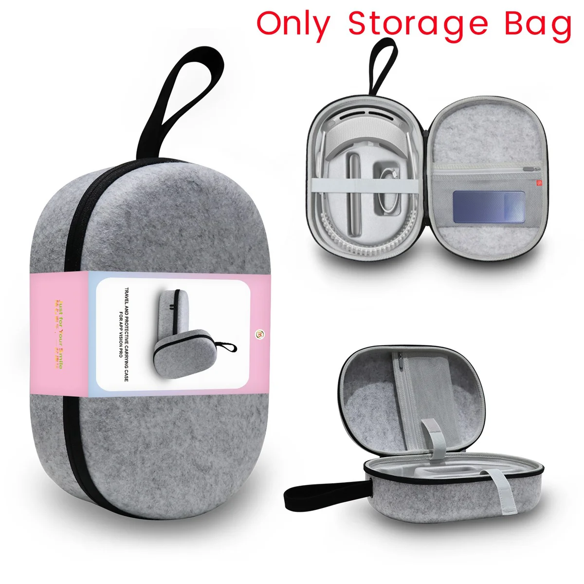 JYS Storage Bag for Vision Pro Headwear Storage Bag VR Glasses Drop and Scratch Resistant Portable Bag,Felt Version