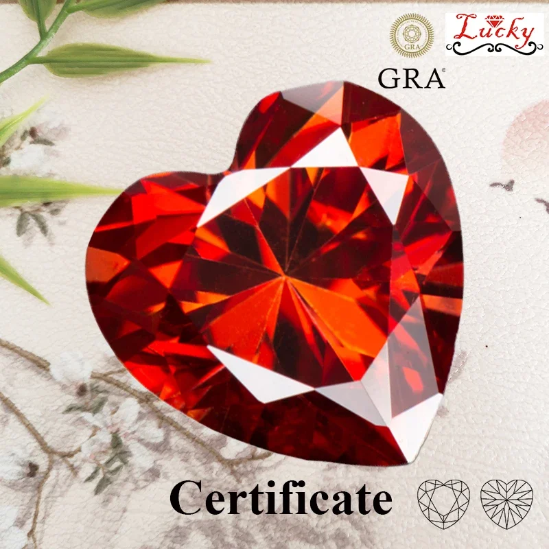 

Муассанит в форме сердца, высококачественные гранатовые бусины для подвесок, изготовление ювелирных изделий своими руками, материалы ожерелья с сертификатом GRA