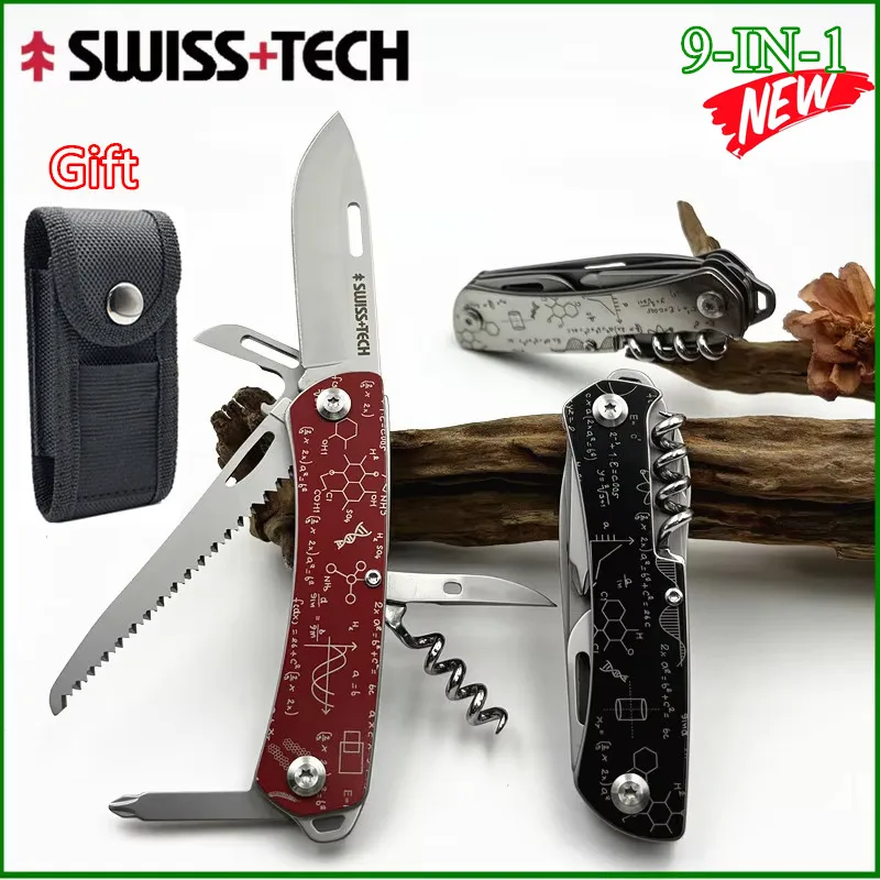 スイステック-9-1-マルチツール折りたたみナイフポケットワインオープナーポータブル-edc-ハンドツール屋外サバイバルハイキングキャンプ用品