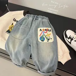 High Quality 2-9Y Toddler Boys Pants 2025 New Spring Fall Children's Jeans Korean Casual Pants Kid Loose Style Baby Boys Jeans
