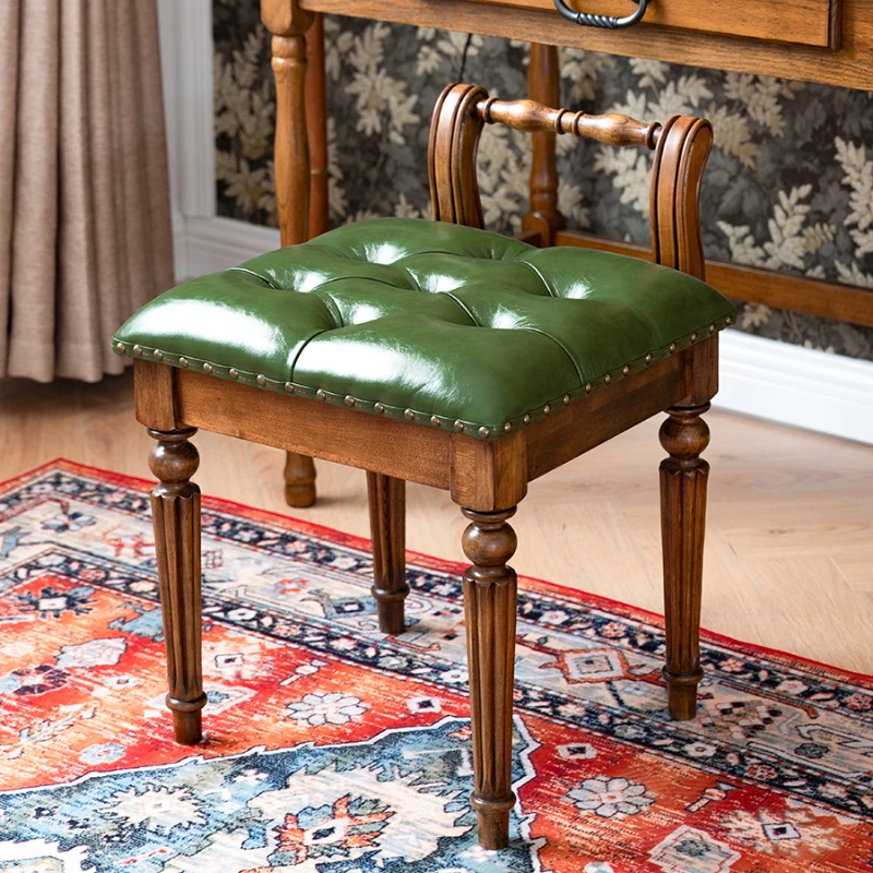 

Vintage piano stool solid wood carving flower soft bag