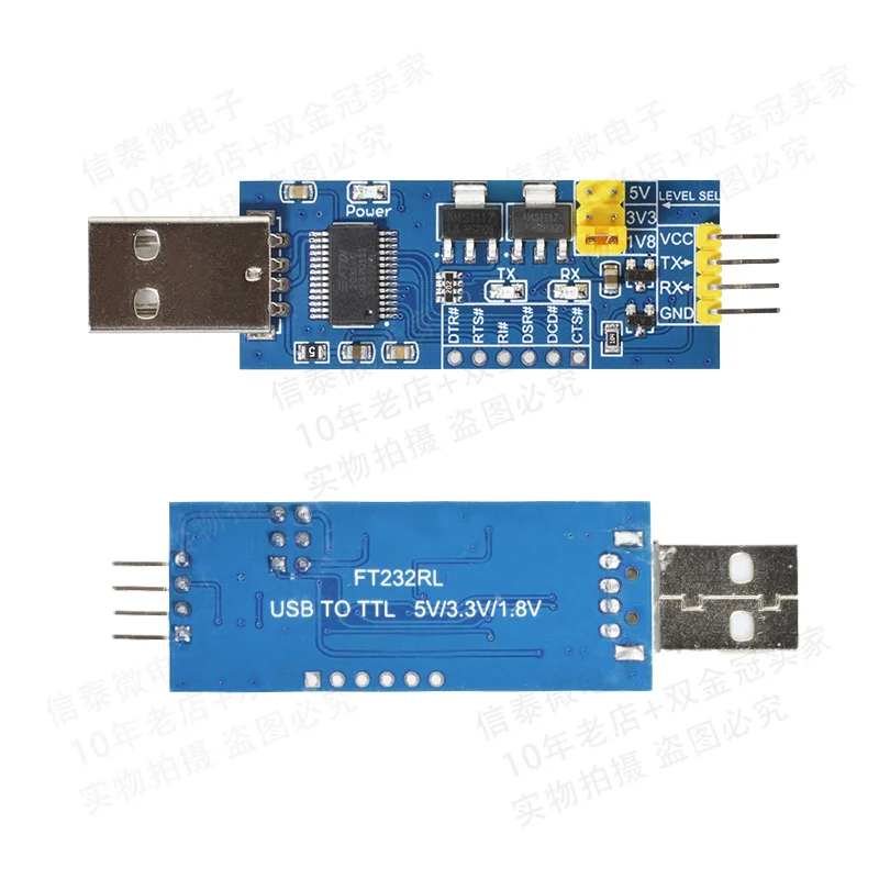 Puerto serie USB a TTL placa pequeña 5V/3,3 V/1,8 V nivel descarga línea de programación FT232RL Módulo de puerto serie