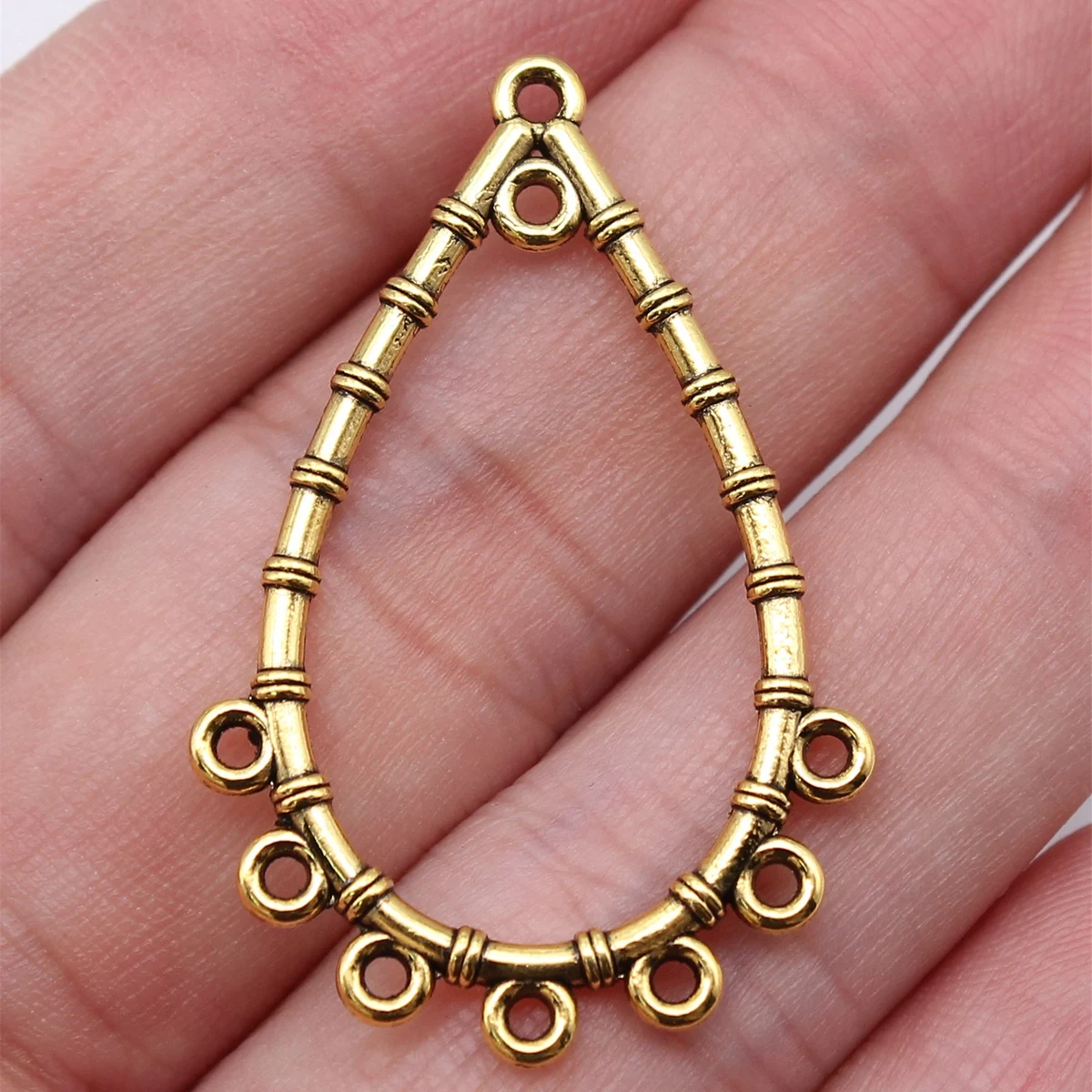 WYSIWYG 10pcs 39x26mm Antique Silver Color Antique Gold Color Bamboo Joint Water Drop Earring Connector For Jewelry Making