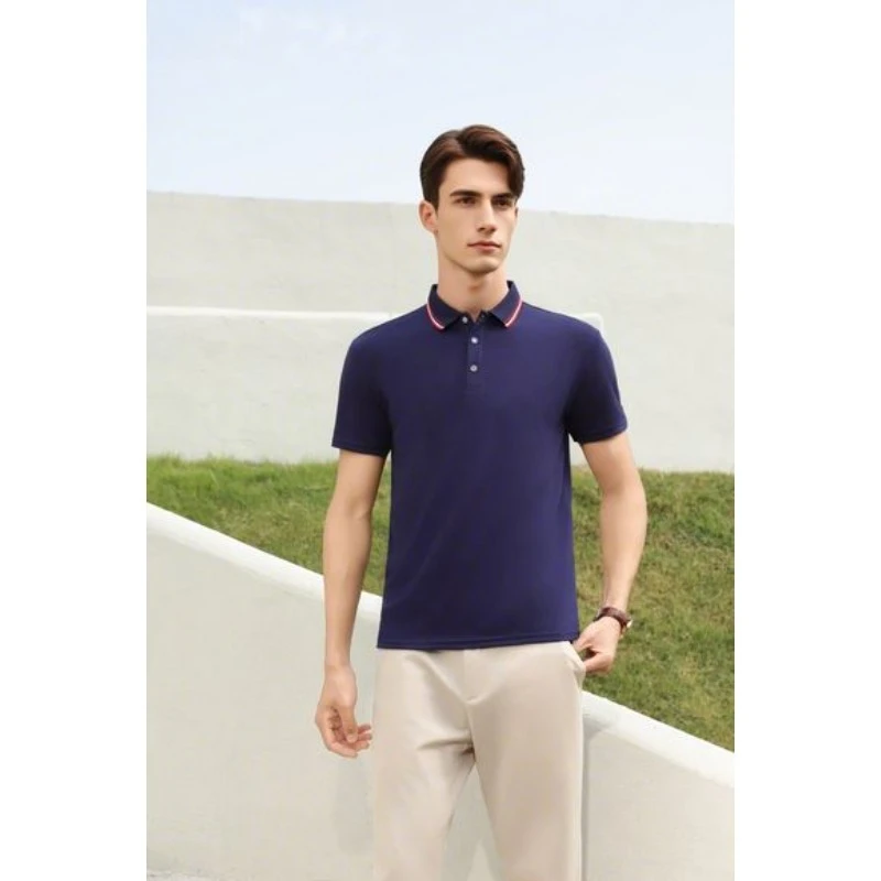 

Men's and Women's Polo Shirts Summer Striped Collar T-shirts High Quality Splicing Color Business Work Popular Short Sleeves