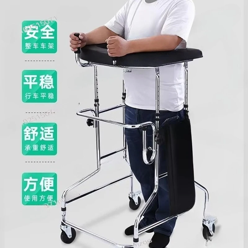 Adjustable Height Rollator Walker 360° Swivel Wheels for Elderly Stroke Hemiplegia Rehabilitation