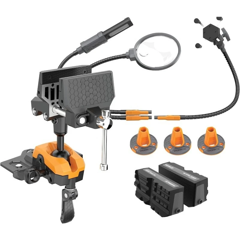 

Connect | 360° Articulating Bench Vise & Hands-Free Accessory System with 3 Bench Mounts, Includes Vise Jaws, Magnifying Glass