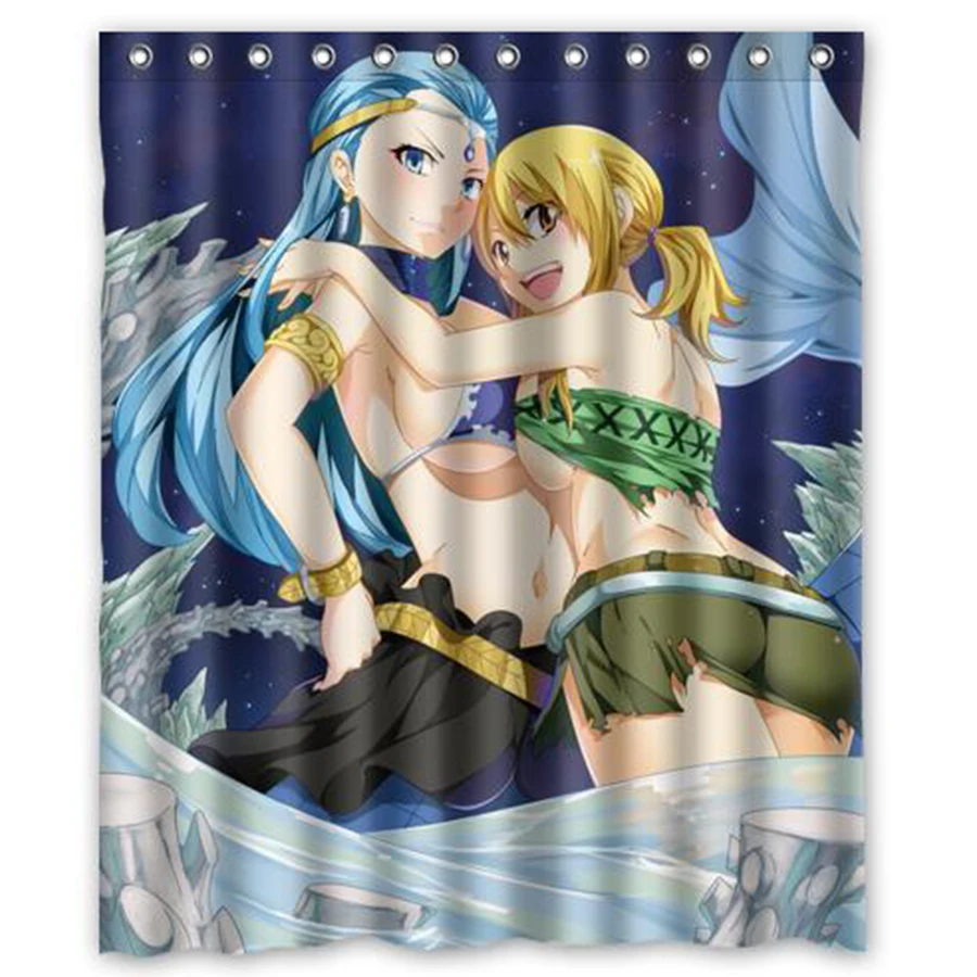 

150x180 см аниме Fairy Tail Эрза Скарлет Люси персонализированная водонепроницаемая занавеска для душа из полиэстера на заказ