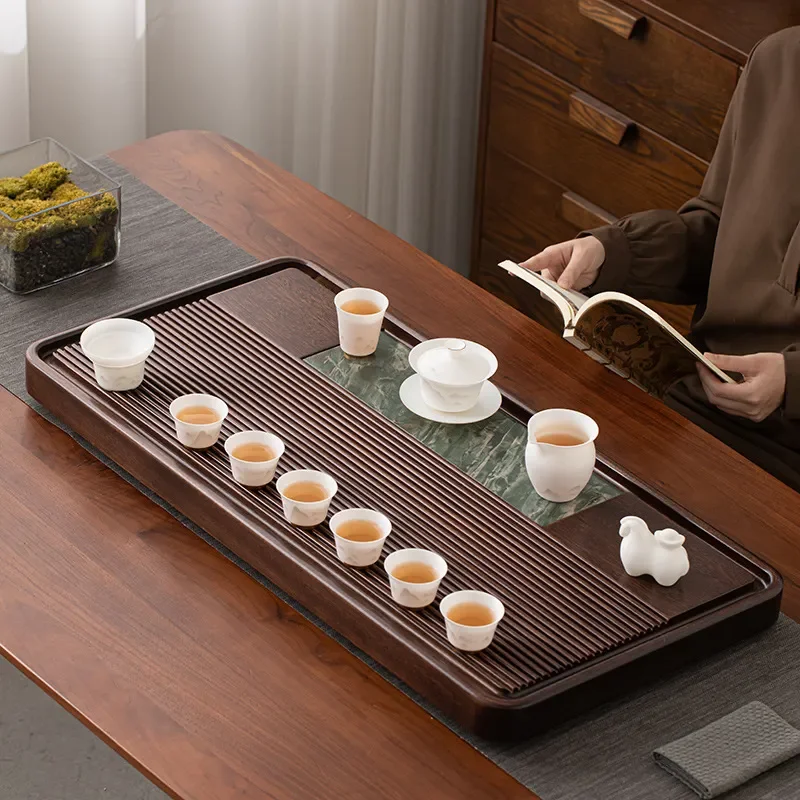 Premium Natural Ebony Wood Tea Tray Solid Log Serving Board for Chinese Kung Fu Tea Set Household Furniture Decor New Arrival