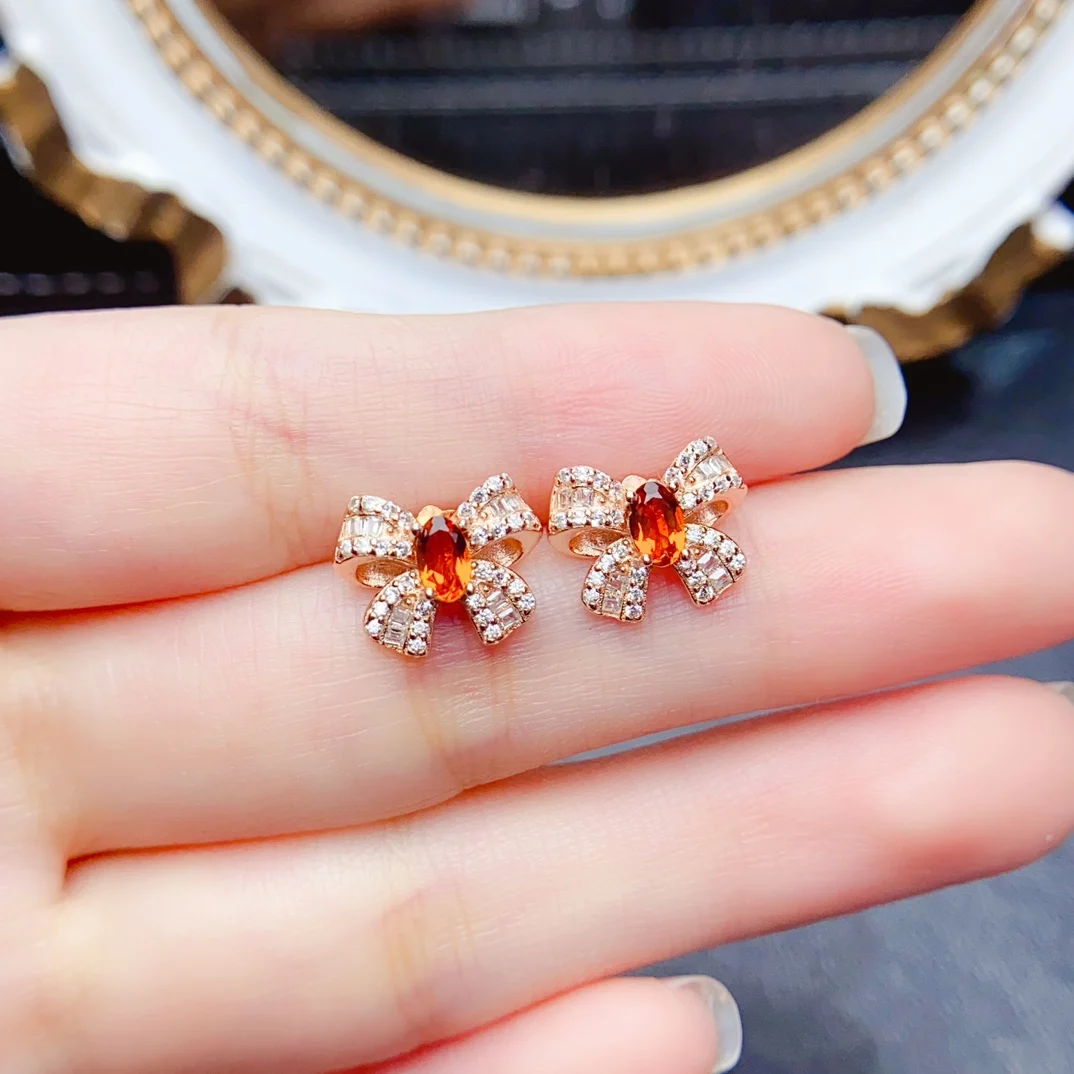 

FS 3*5mm Natural Citrine Bow Earrings S925 Sterling Silver Fine Fashion Charm Weddings Jewelry for Women With Certificate