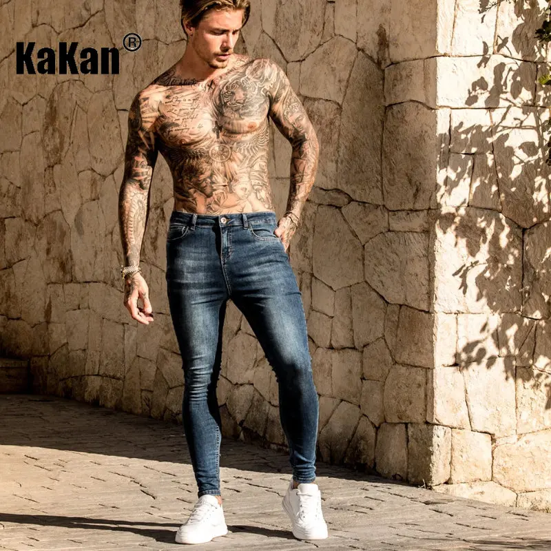 

Kakan - Slim Slim Stretch Leggings Men's Jeans, New Black Blue Jeans Popular In Europe and America K017-1957