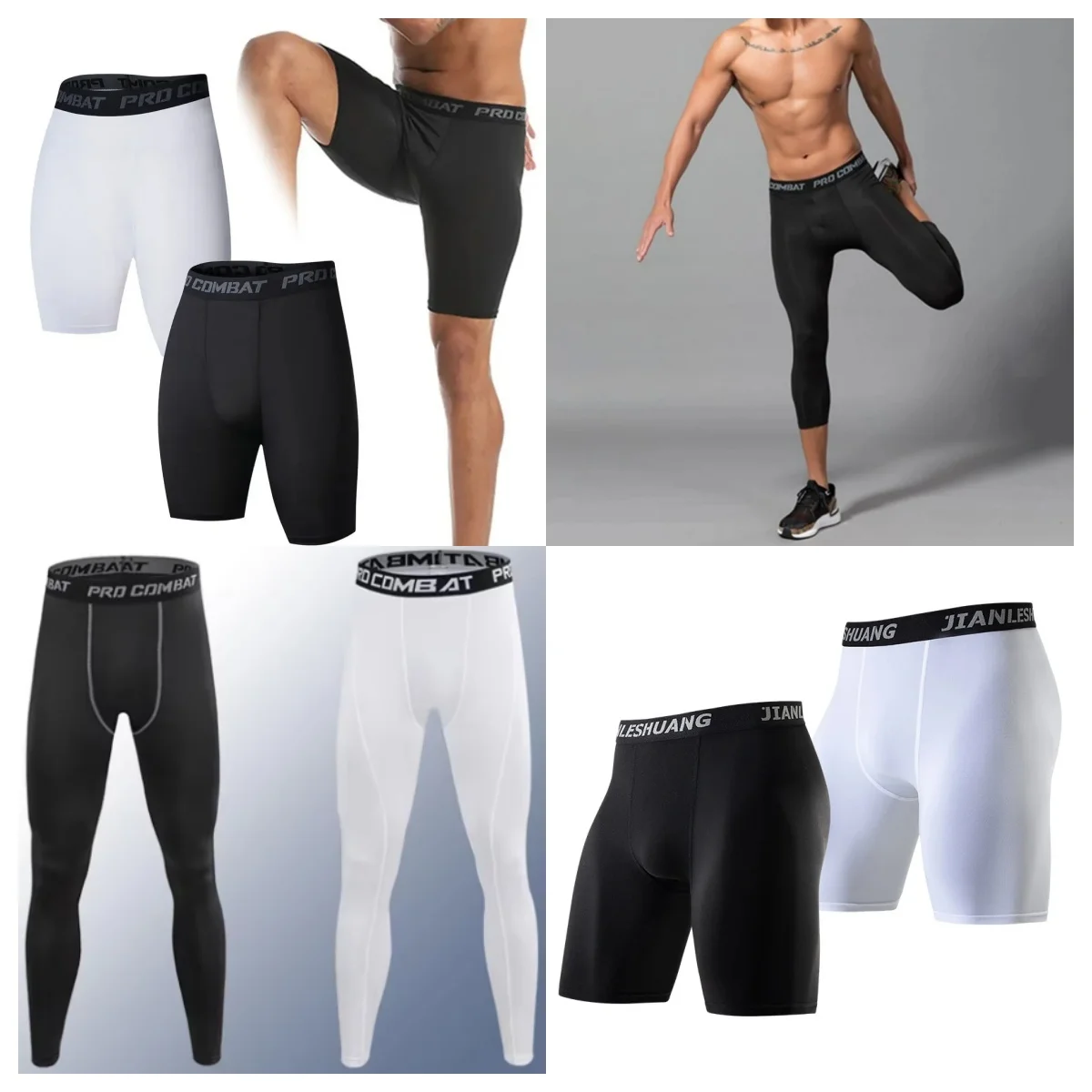 

Men’s New Compression Pants Tights Cool Dry Leggings Sports Baselayer Running Tights Male Athletic Workout Active Shorts