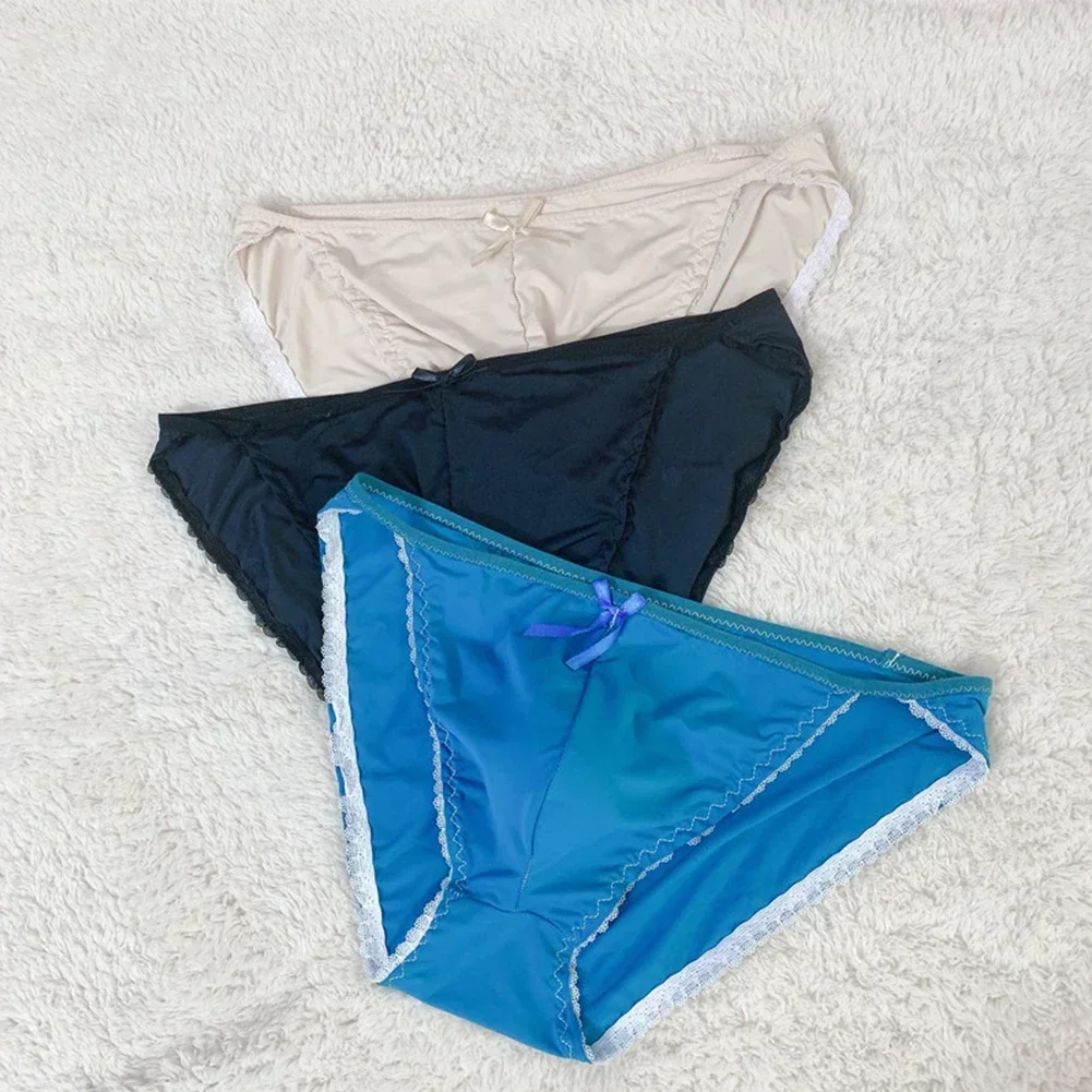 Sexy Men Ice Silk Briefs Sheer Bulge Pouch Bikini Underwear See-through Thongs Panties Seamless Underpants Solid Lingerie
