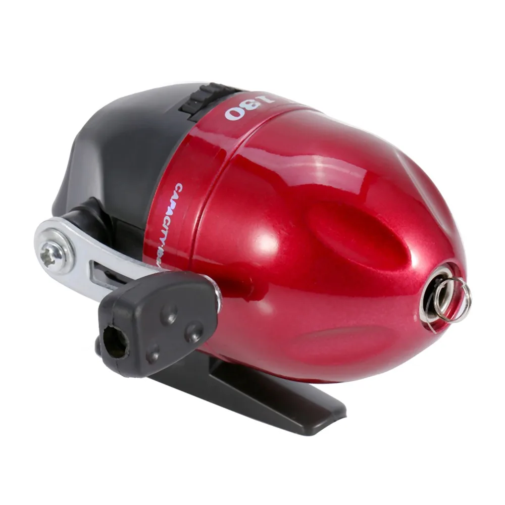 Portátil 2.6:1 relação fechado carretel de pesca vermelho embutido linha de pesca molinete compacto spincast carretel pesca com mosca