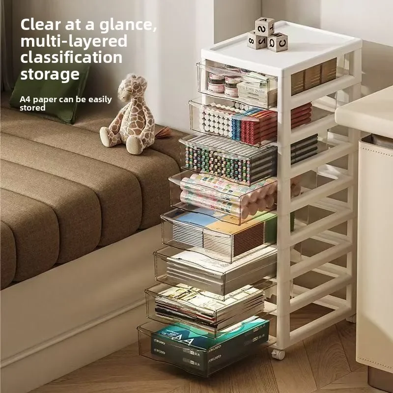 Office Storage Organizer Filing Cabinet Data Storage Cabinet Deskside Floor standing Multilayer Drawer Cabinet Wheeled