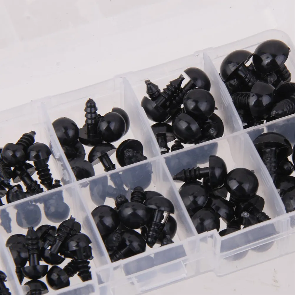 

100Pcs Fabric Crafting Safety Eyes Multi Size 6 8 9 10 12Mm Black Plastic for Stuffed Animals Accessories