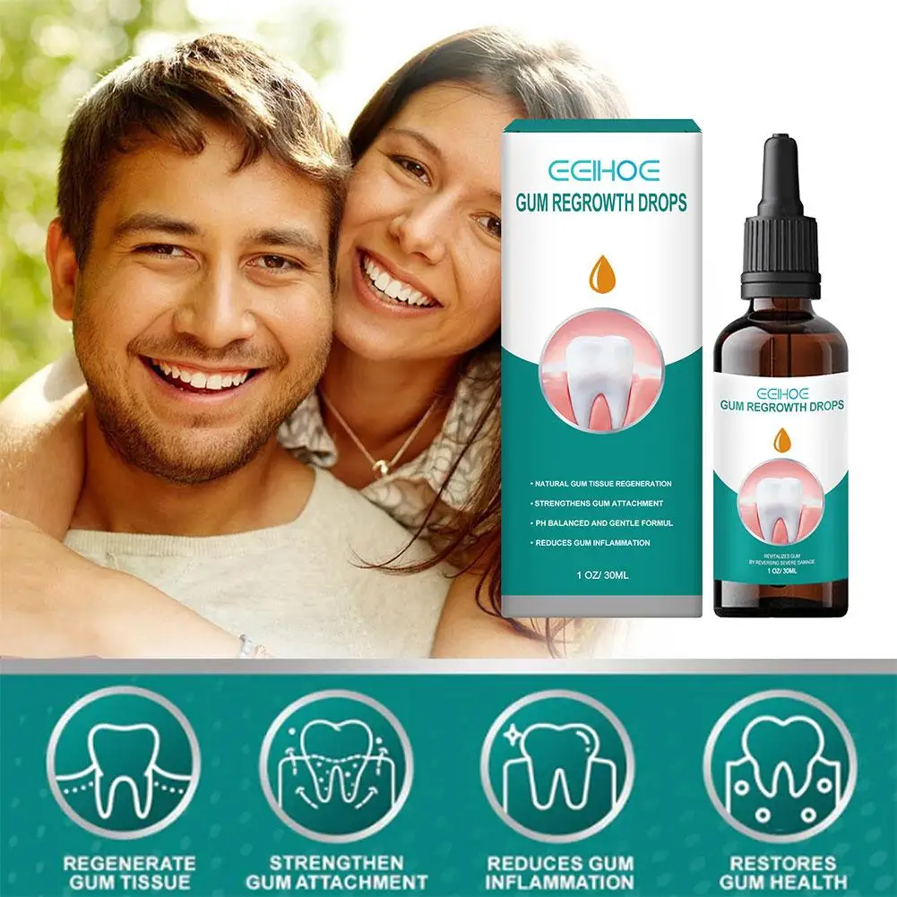 Produtos Liquid Gum Care para Higiene Oral, Goma Reparadora, Recrescimento, Gotas Naturais, Restauração de Goma, 30ml