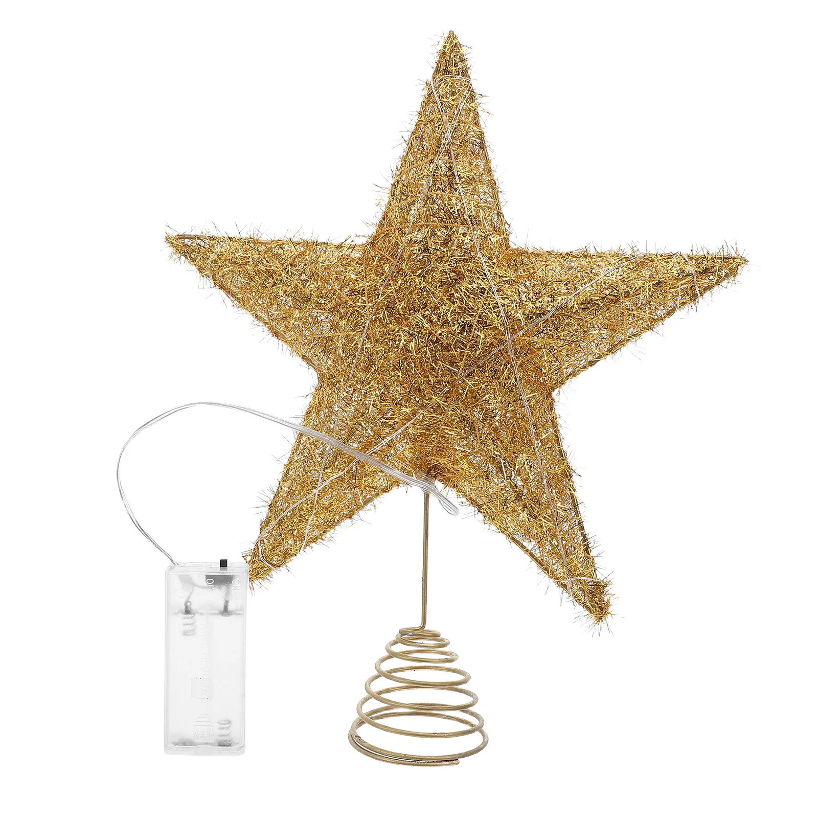 

20-Light Golden Star Tree Topper with Warm Glow Spring Base Metal Christmas Tree Finial Sparkling Holiday Decoration for Living