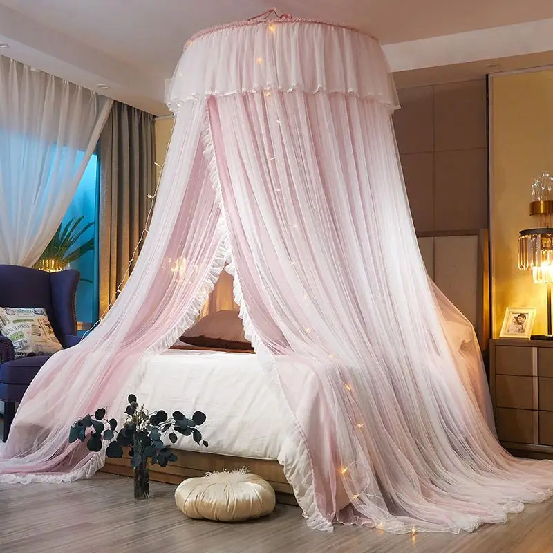 Festive Red Hanging Bed Tent, Home Decoration,Bed Curtain, Summer Hung Dome Mosquito Net, No Need to Install Canopy Bed Curtain