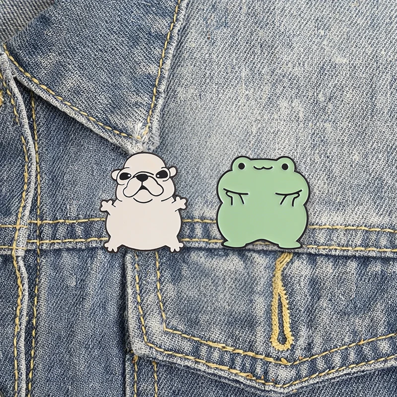 Niedliche Tier-Emaille-Pins mit großem Kopf: Lustige Krokodil-, Hunde-, Frosch-, Oktopus-, Tomaten-Broschen für Rucksack, Revers, als Schmuckgeschenk – Detail 2