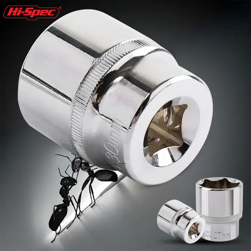 Hi-Spec 8-36mm 1/2 "Drive Set di bussole a impatto profondo CR-V Chiave a cricchetto in acciaio Prese esagonali Rimozione dado Utensili manuali Set di bussole