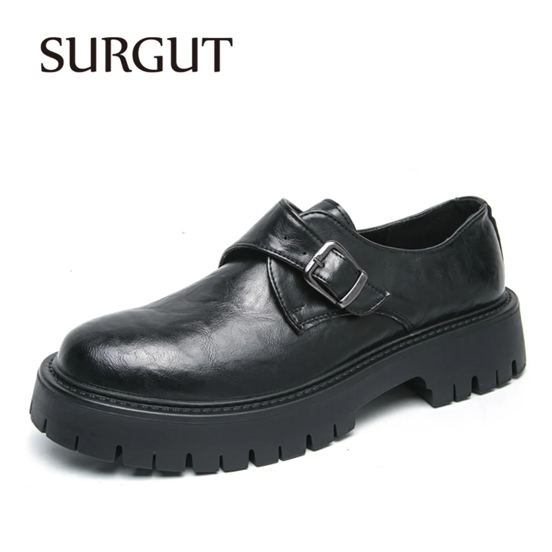 

SURGUT Classic Vintage Men's Shoes Spring Autumn Waterproof Fashion Trend Anti-Scratch Sole Office Casual Leather Shoes
