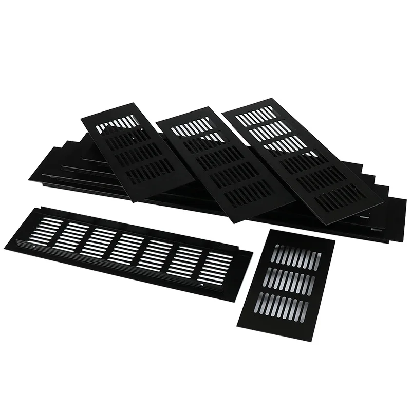 150 مللي متر الألومنيوم مستطيلة خزانة خزانة تنفيس الهواء مصبغة التهوية غطاء ل خزانة مكيف الهواء مصبغة غطاء أسود