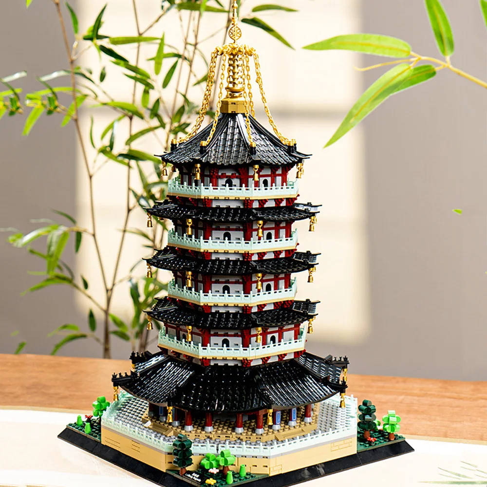

Ancient China Historical Architecture Model Building Block Leifeng Tower Pagoda Construction Brick Educational Toys For Gifts