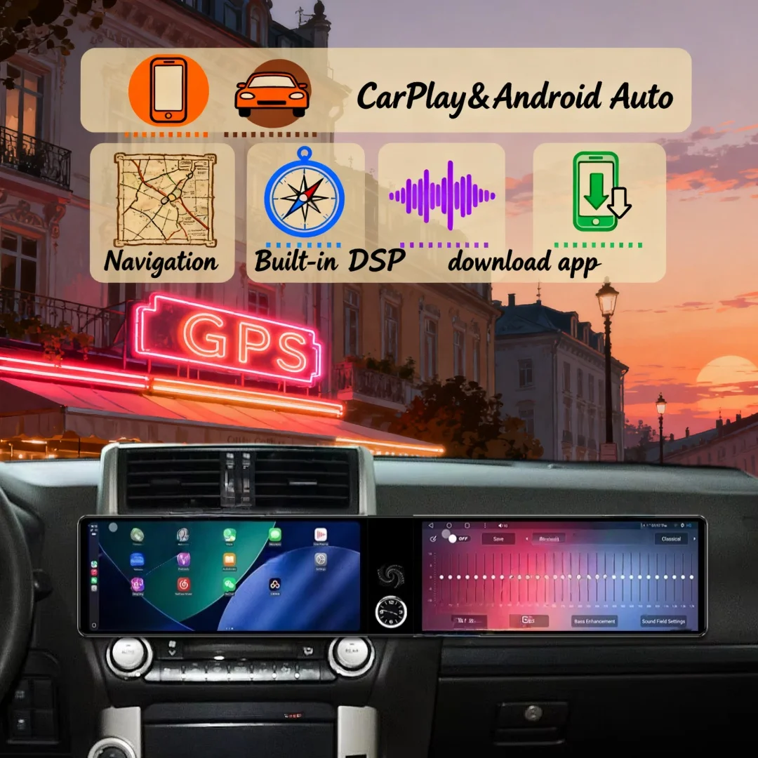 

Dual Screen Android 14 For Toyota RAV4 Wildlander 2020 2021 -2024 CarPlay Car GPS Navigation Car Radio Multimedia Player Media