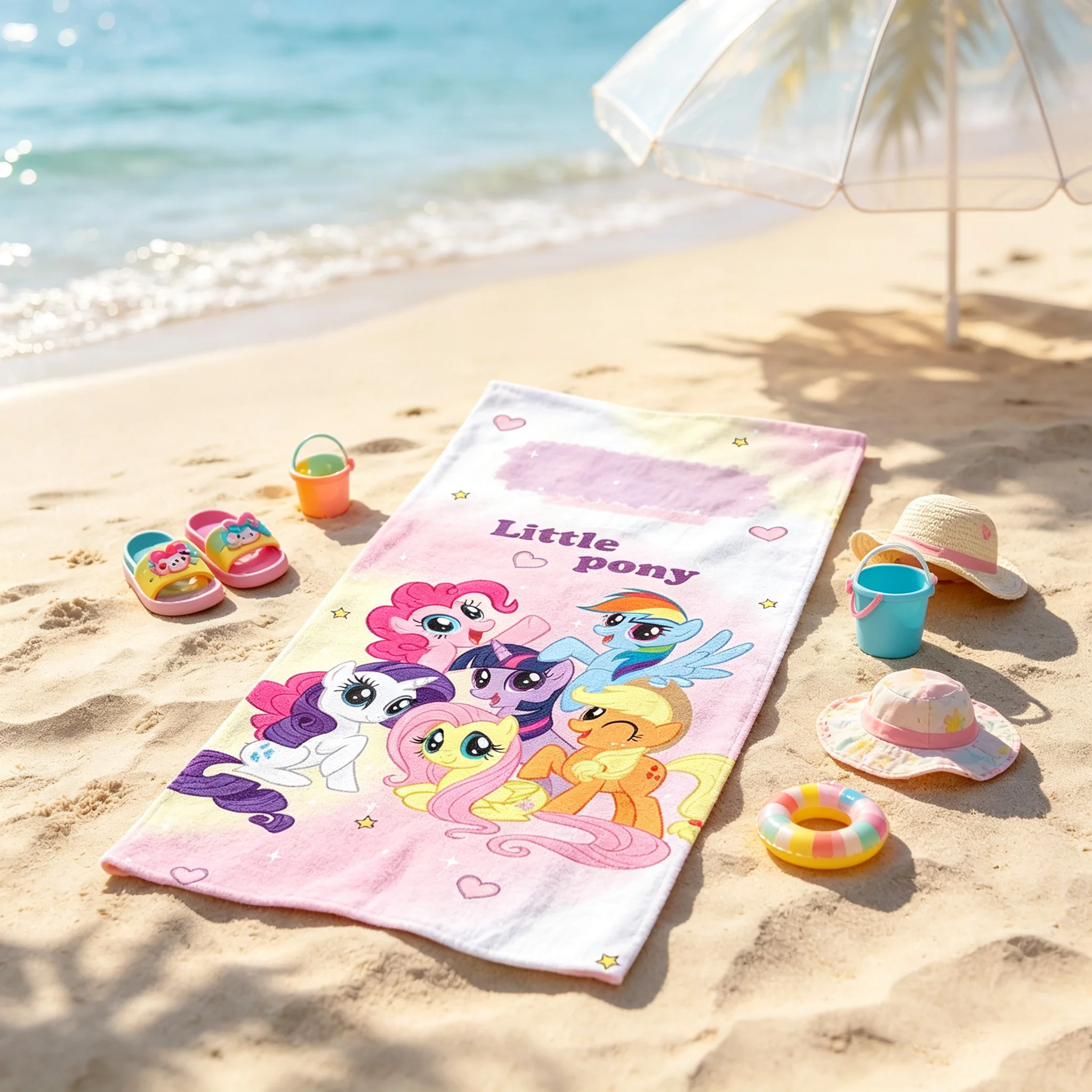1 Pc 27.26*13.78inch Beach Towel Anime Cartoon Bath Towel Microfiber Digital Print Absorbent Towel, Cute Anime Style, Home Decor