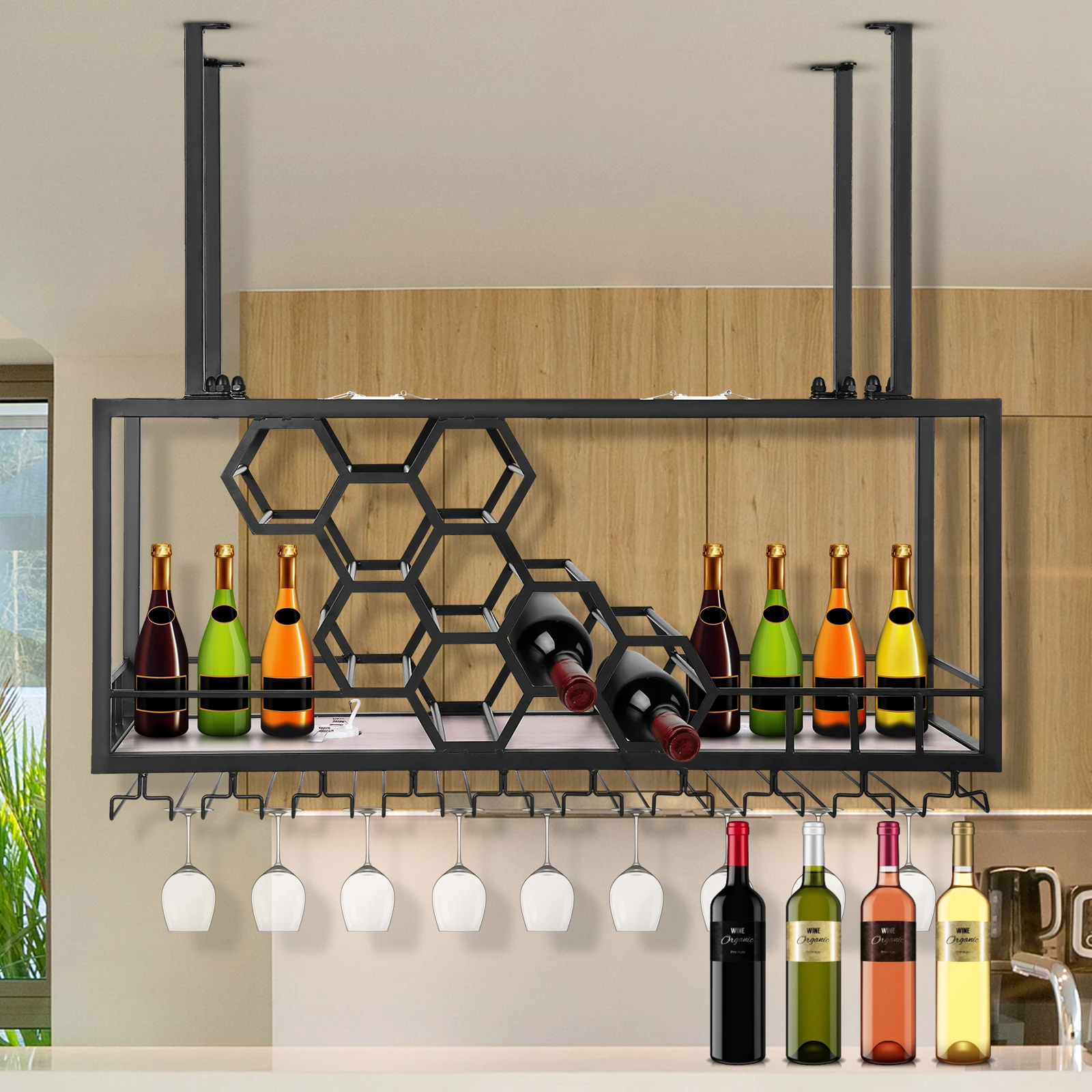 

Metal Hanging Wine Rack (Black)