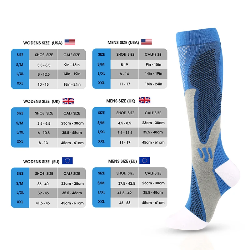 Running Men Women Compression Socks For Football Anti Fatigue Pain Relief 20-30 Mmhg Black Compression Socks Fit For Sport Socks