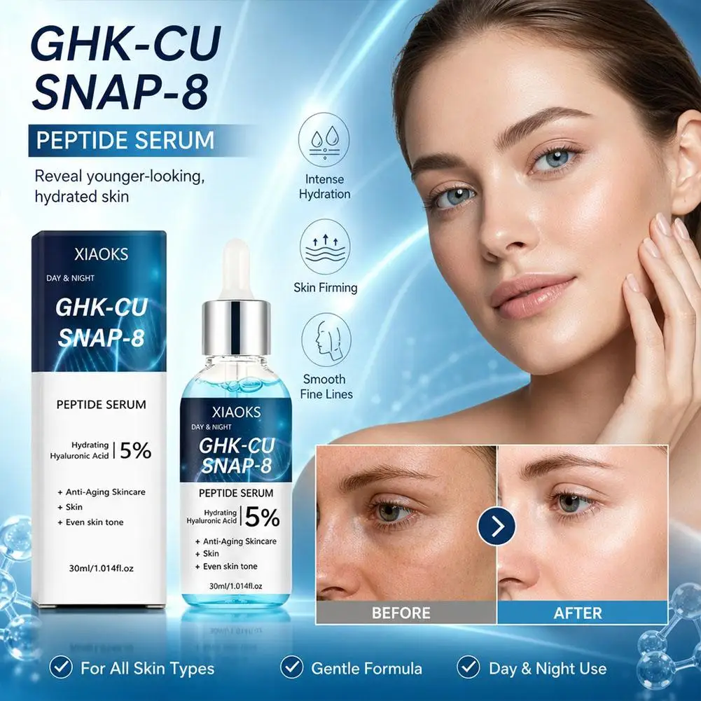 GHK-CU SNAP 8 Copper Peptide Serum Facial Moisturizer Firming and Moisturizing Tightening Lifting Even Skin Tone for Day & Night