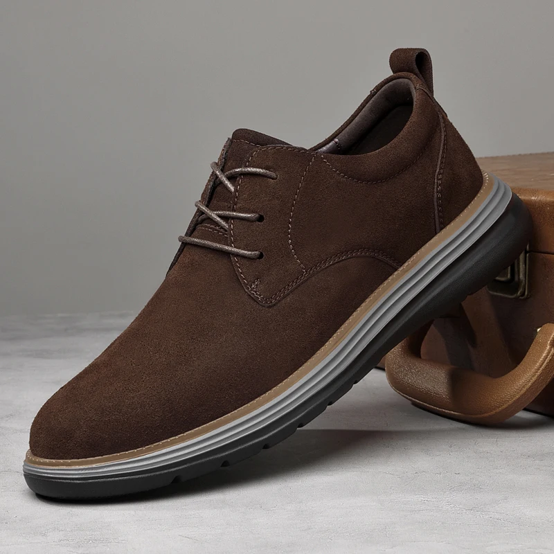 

2026 Spring Suede Leather Men Shoes Oxford Casual Shoes Classic Sneakers Comfortable Footwear Dress Shoes Large Size Flats