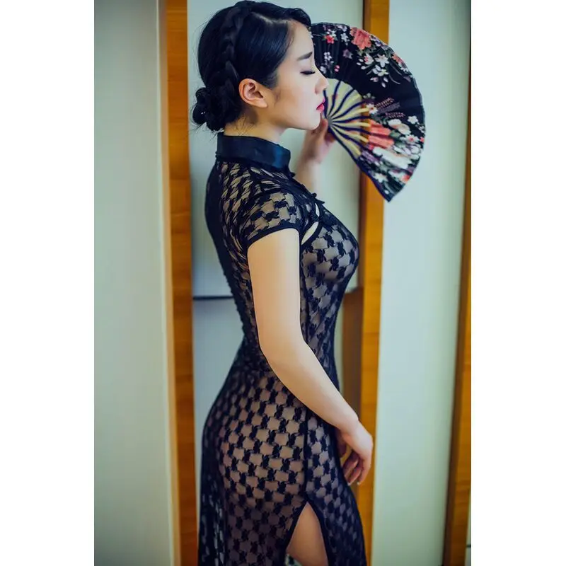 섹시한 교사 레이스 치파오, 바디콘 홀로우 아웃 유니폼, 공화국 학생 레트로 유혹적인 나이트클럽 섹시 치파오