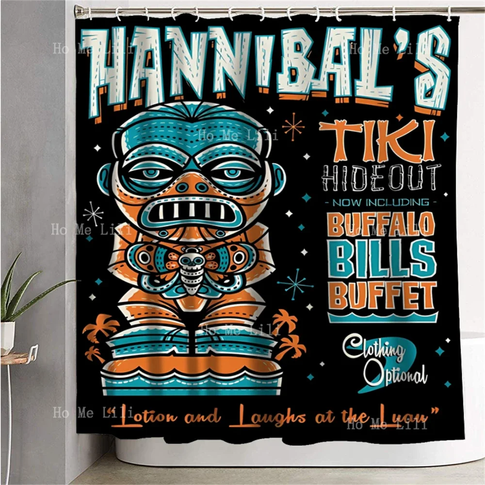 Hannibal'S Creepy Cute Hawaiian Vacation Surfing Monster Shower Curtain For Bathroom Decor