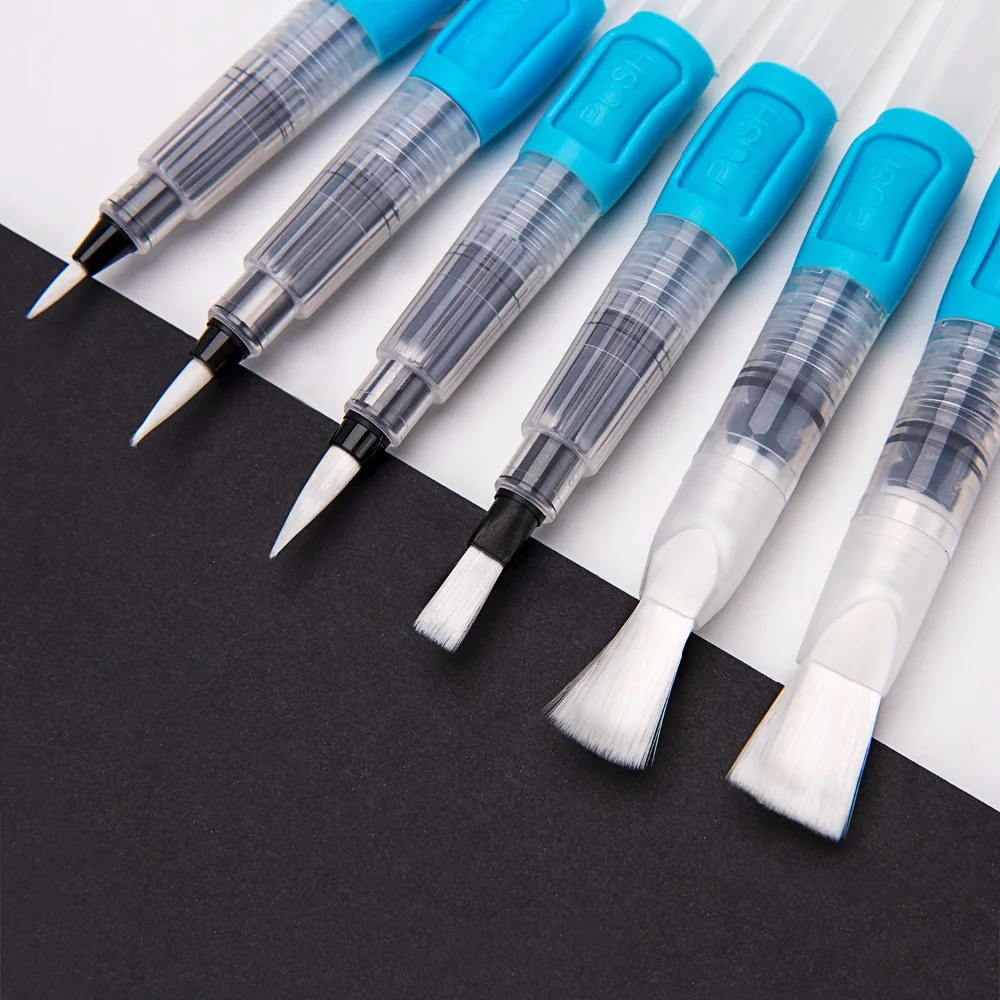 1/3/6Peices Refillable Paint Brush Water Color Brush Soft Watercolor Brush Ink Pen for Painting Calligraph Drawing Art Supplies