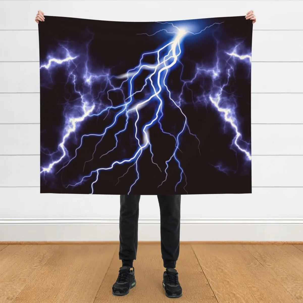 

Blue Thunder Colorful Lightning graphic Throw Blanket Personalized Gift Large Sofa Quilt Blankets