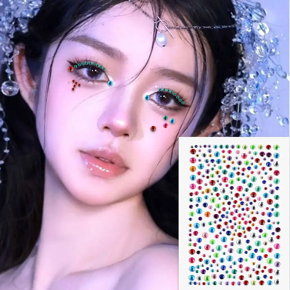 Gouden Gezicht Juwelen Stickers Y2K Stijl Muziek Festival Lichaam Glittery Gem Stickers DIY Make-up Haar Parel Stickers