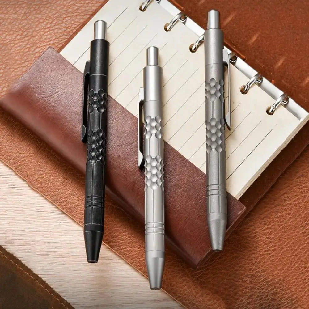 1 Piece 0.5mm Retractable Titanium Alloy Pen Signature Business Gift Bolt Action Pen Fit G2 Refill