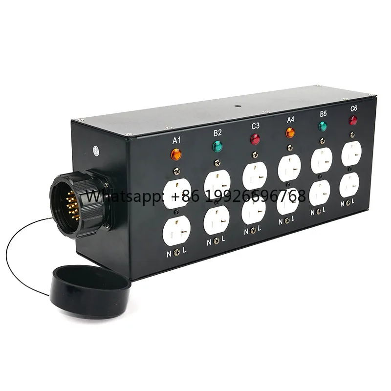 Portable 19-Core Male Plug American Gauge 6-Way Distribution Box Stage Light Photoelectric Cabinet Electric Power Equipment