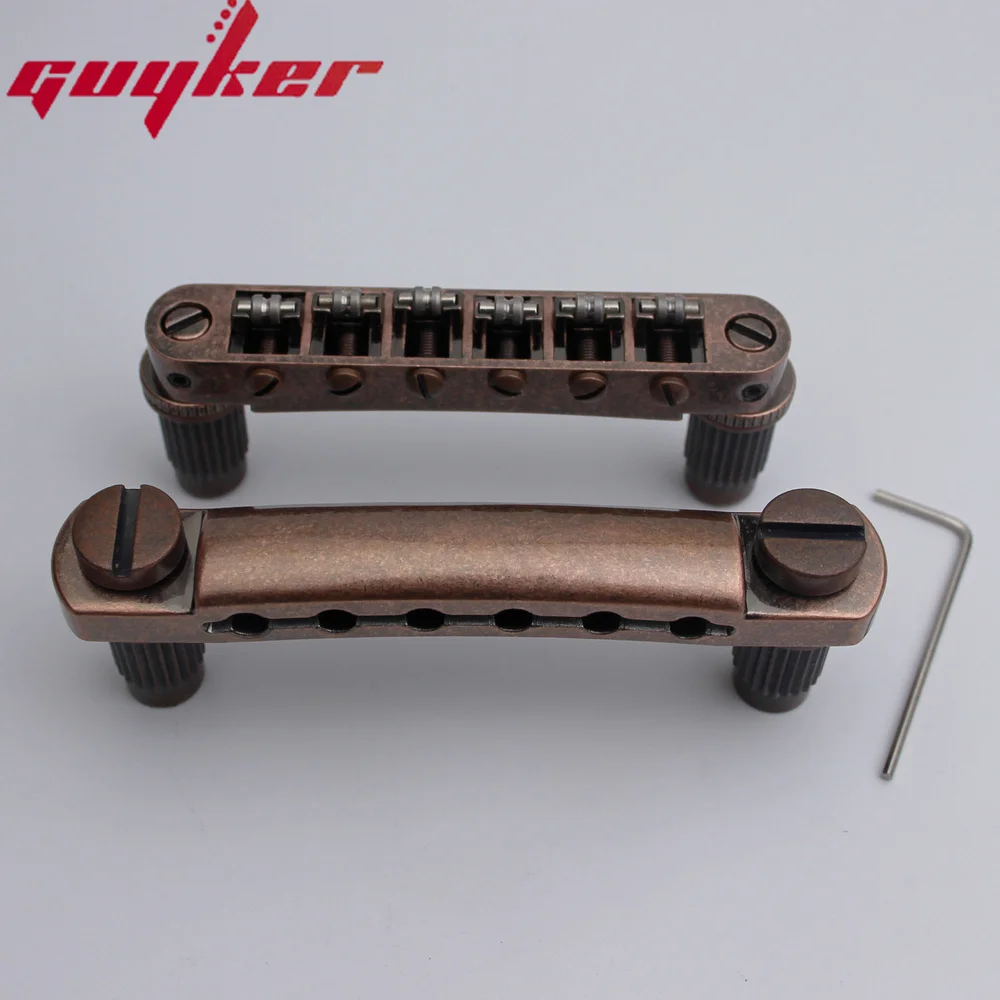 Guitar Stop Bar Tailpiece with Anchors +Tune O Matic Roller Saddle Guitar Bridge Studs Bronze color for LP SG Guitars