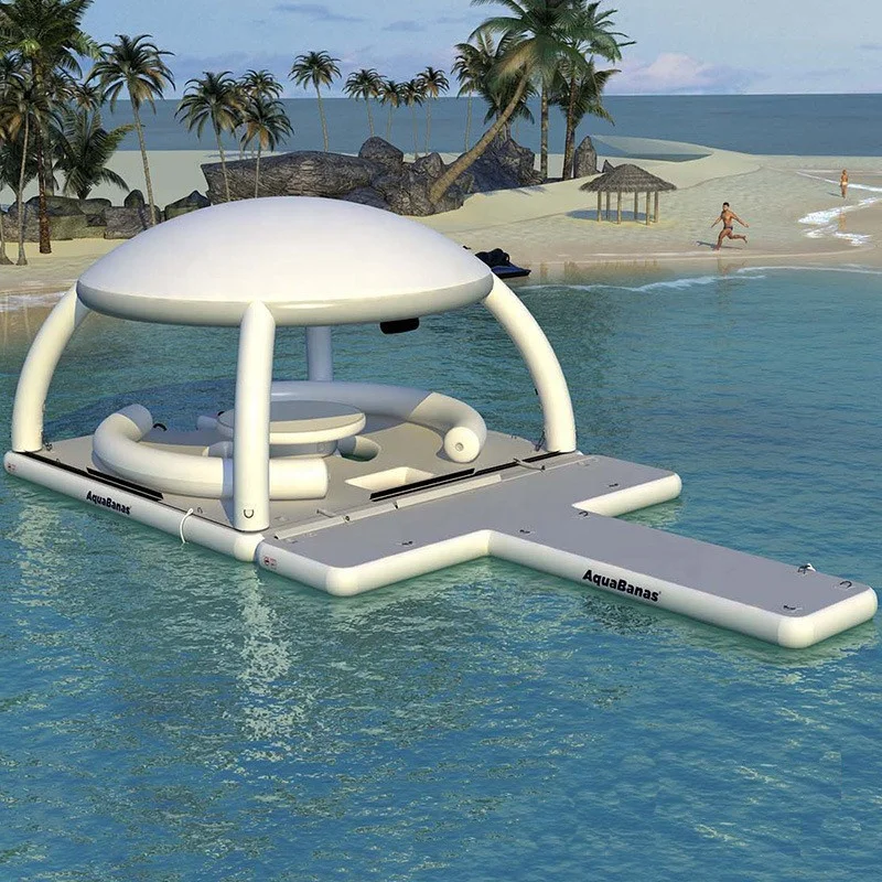 Nadmuchiwana mata wodna, pływająca wyspa, namiot na łódź, łódź imprezowa dla rodziny