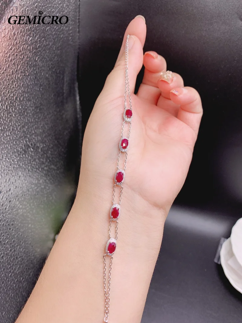 New Arrival Charming Fashionable Bracelet with Natural Geniune Ruby Sapphire and Emerald/Sterling 925 Silver Women Fine Jewelry