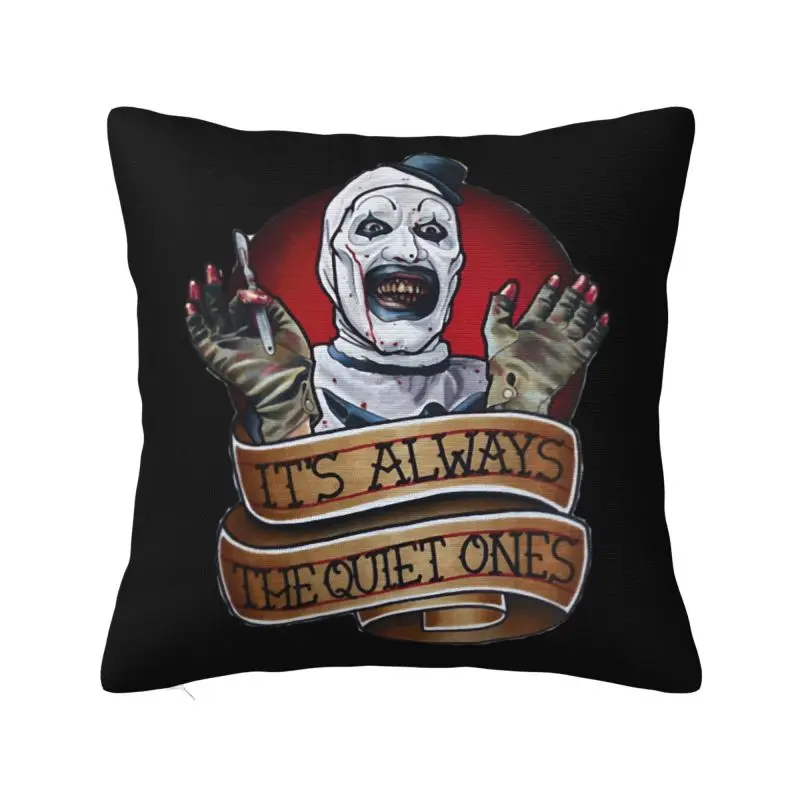 Horror Clown Halloween Movie Terrifier Throw Pillow Case 50*50cm Sofa Cushion Cover Polyester Pillowcase Double-sided Printing