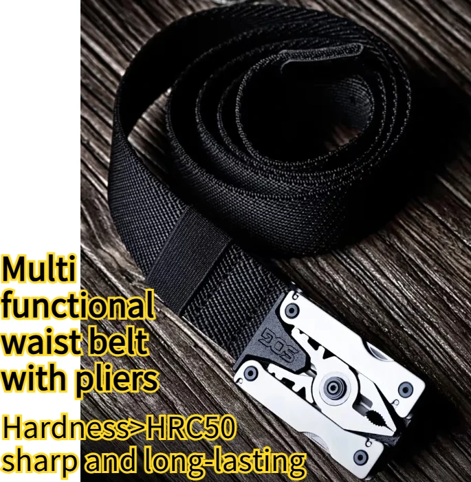 Outdoor Tactical Nylon Waist Belt with Pliers Multifunctional Tactical Portable Folding Self-defense First Aid Tool
