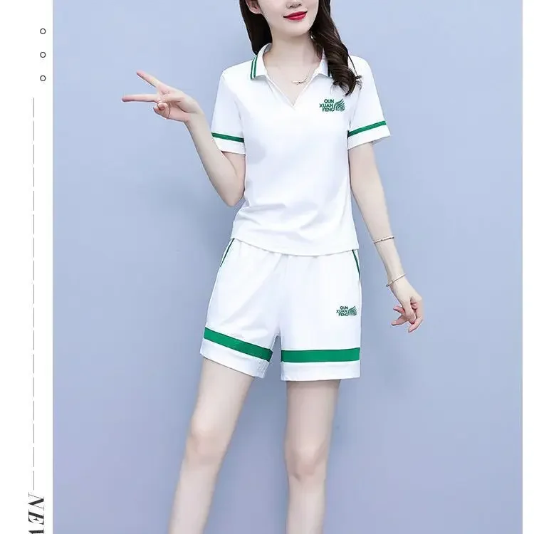 여성을 위한 순면 스포츠 및 캐주얼 수트, 새로운 여름 의류, 한국 스타일 트렌디 여성 패션 투피스 세트