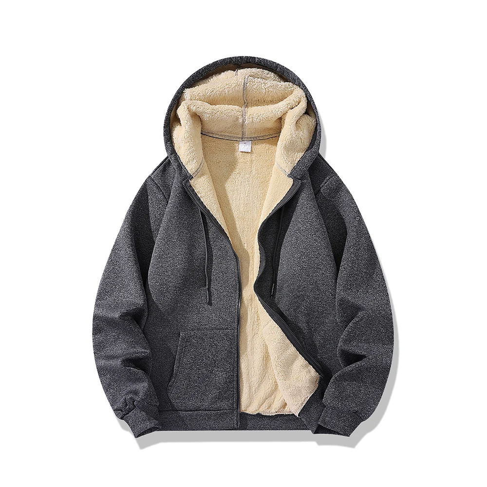 High Quality Fleece Jackets Men\'s Winter Plus-Size Jacket  Windproof Warm Thick Coat Solid Color Cotton Jacket Men Hooded Coats