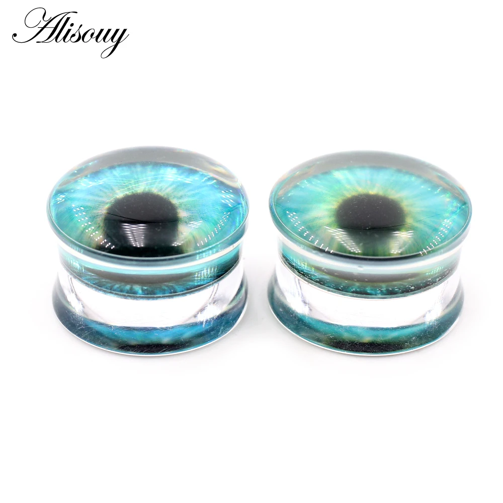 Alisouy 2pcs Transparent Round Acrylic Eyeball Ear Gauges Tunnels Plugs Flesh Stretcher Expander Earrings Piercing Body Jewelry